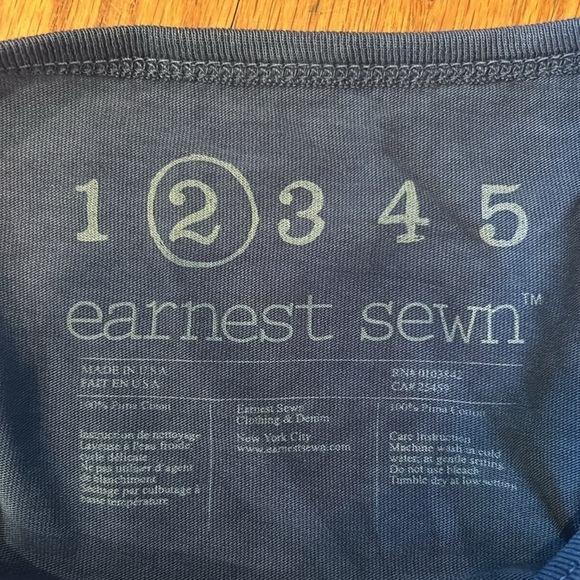 Earnest Sewn Men’s Blue Long Sleeve Tee Size Small - Picture 2 of 2